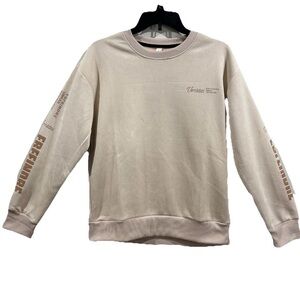 Unisex Beige Graphic Sweatshirt Minimalist Winter Casual Size L (Runs Small)